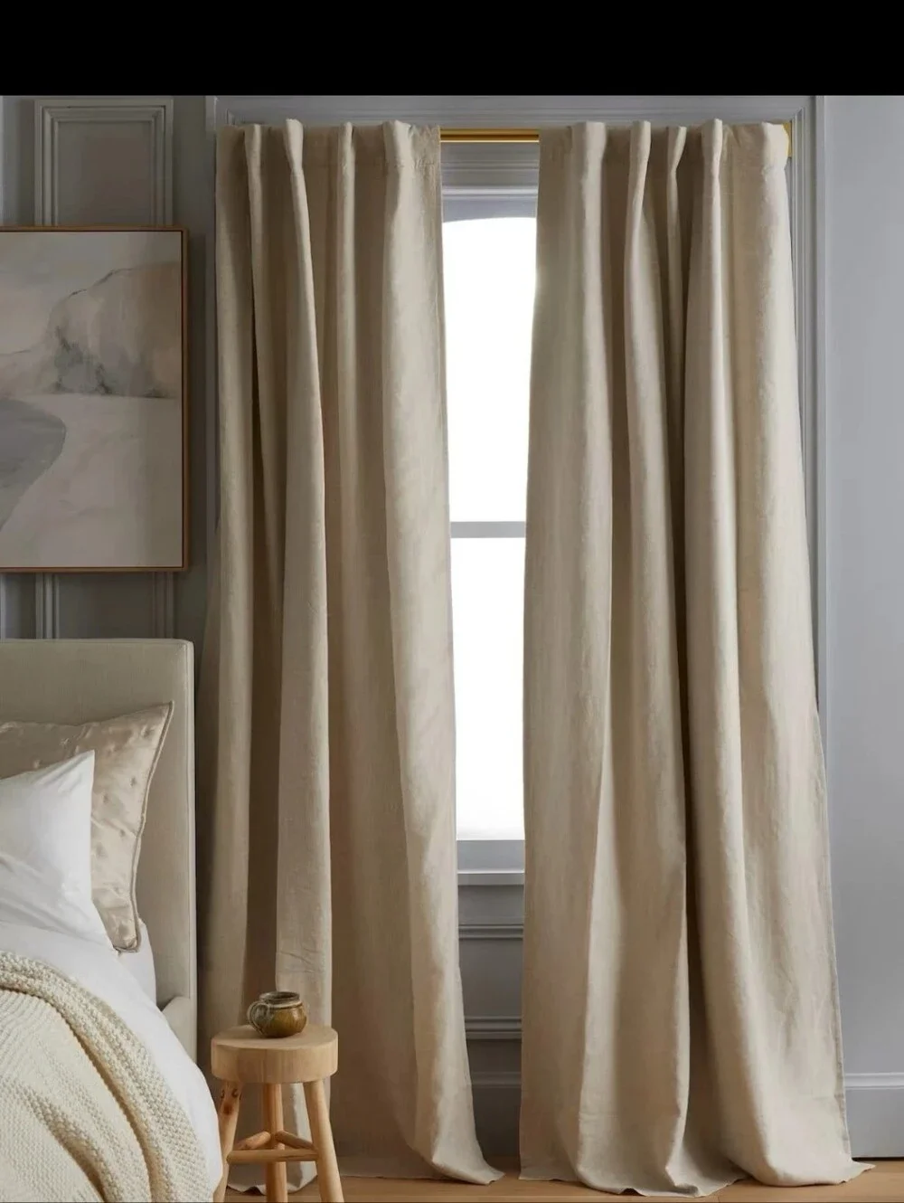 Quince NEW FLAX European Linen Room Darkening Curtain Panel 96x120 96